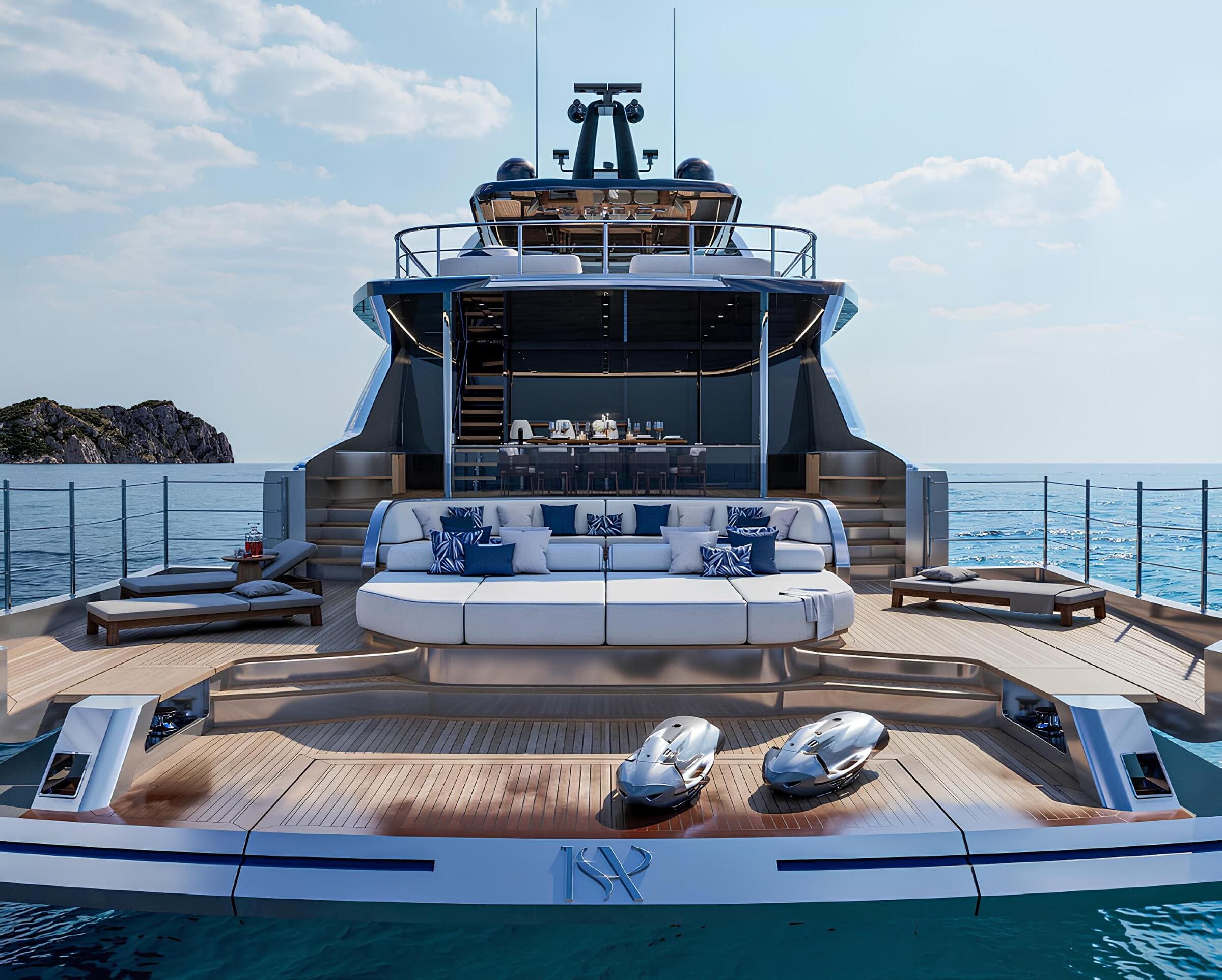 Зона отдыха на корме главной палубы/Aft main deck lounge area