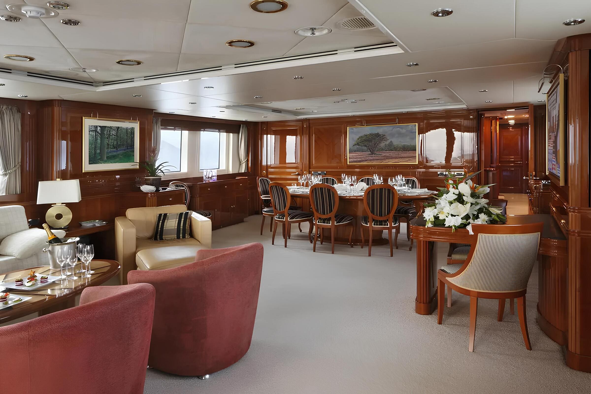 Зона отдыха в главном салоне/Main salon lounge area