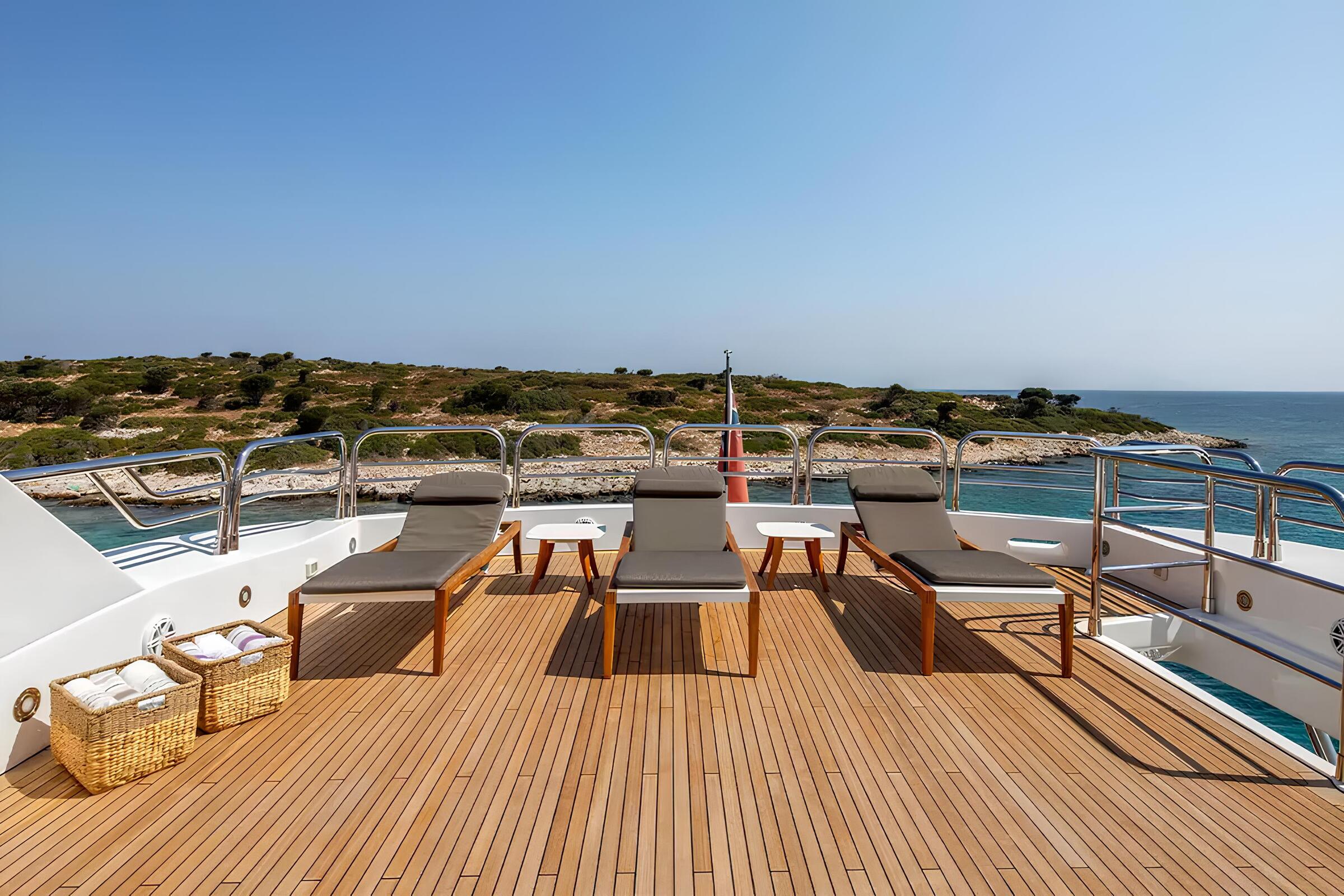 Зона для загорания в кормовой части сандека/Sundeck aft sunbathing area