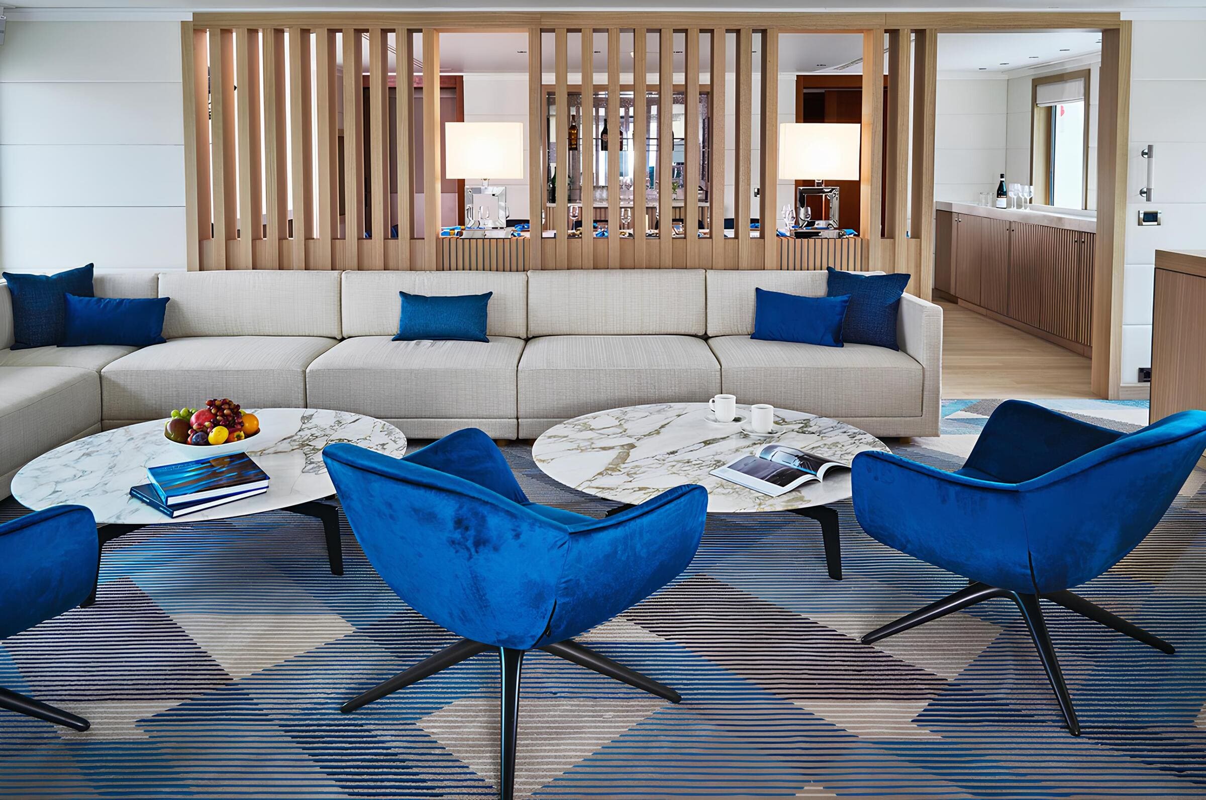 Зона отдыха в главном салоне/Main salon lounge area