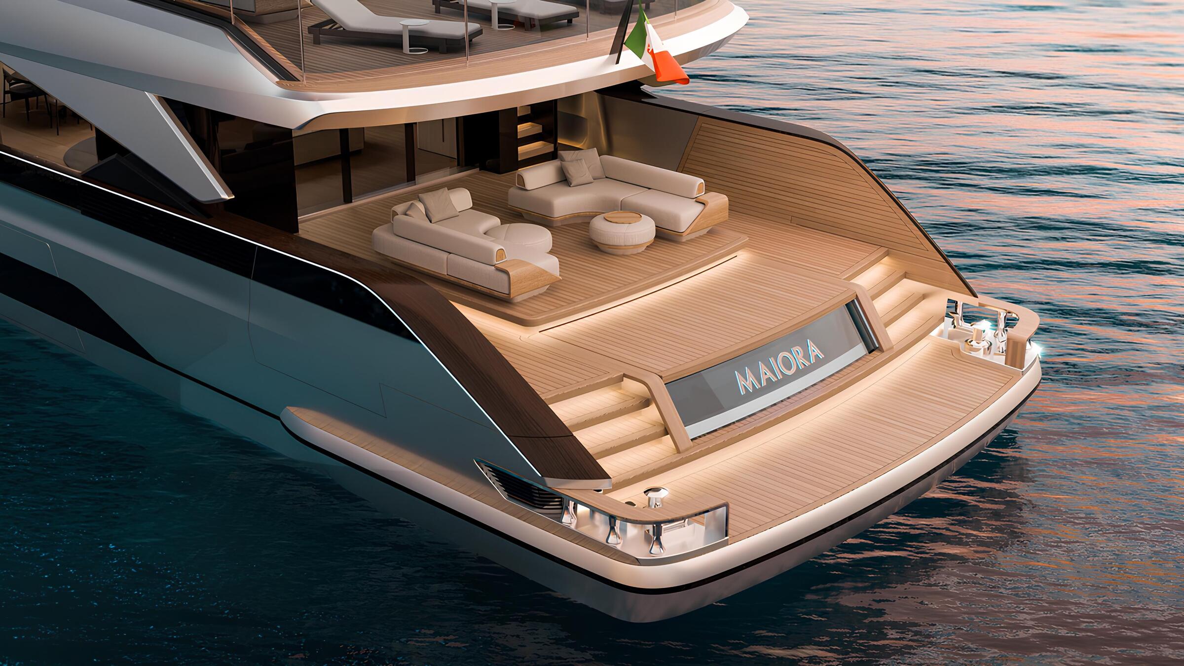 Зона отдыха на корме главной палубы/Aft main deck lounge area