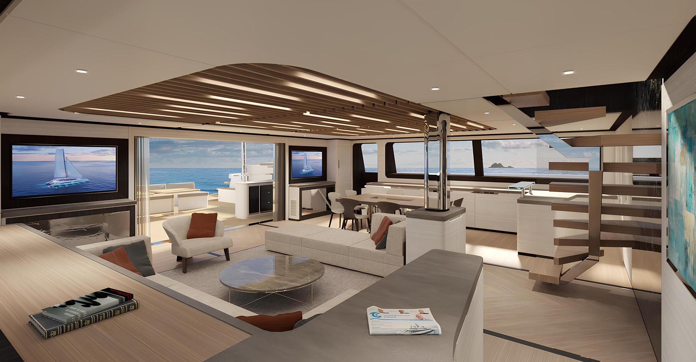 Зона отдыха в главном салоне/Main salon lounge area 