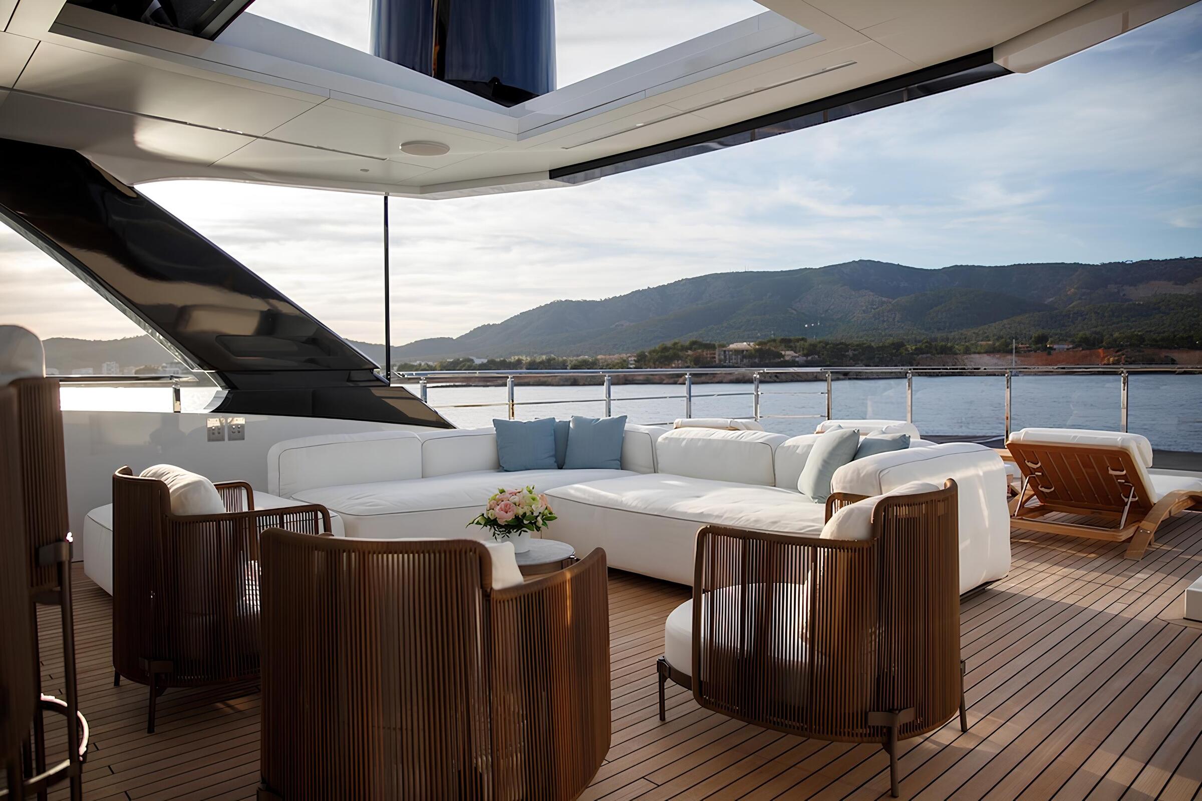 Зона отдыха на сандеке/Sundeck lounge area