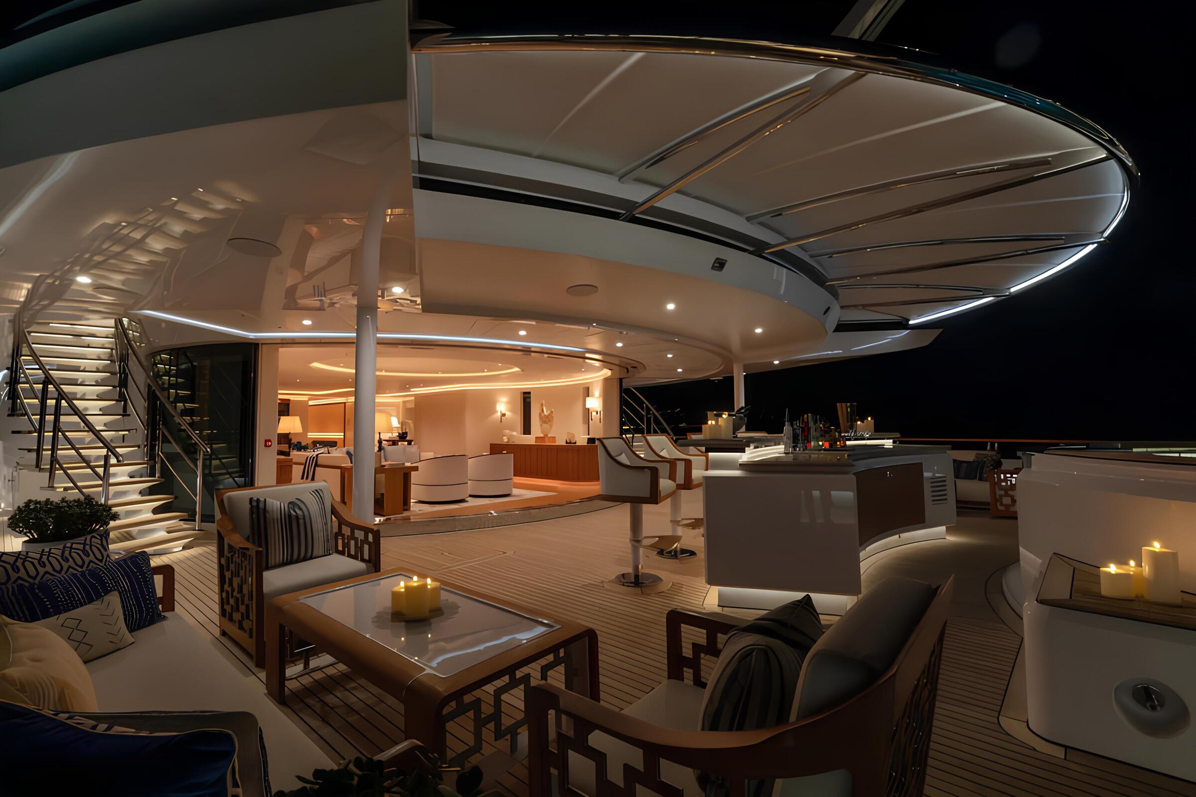 Зона отдыха на корме бридждека/Aft bridgedeck lounge area