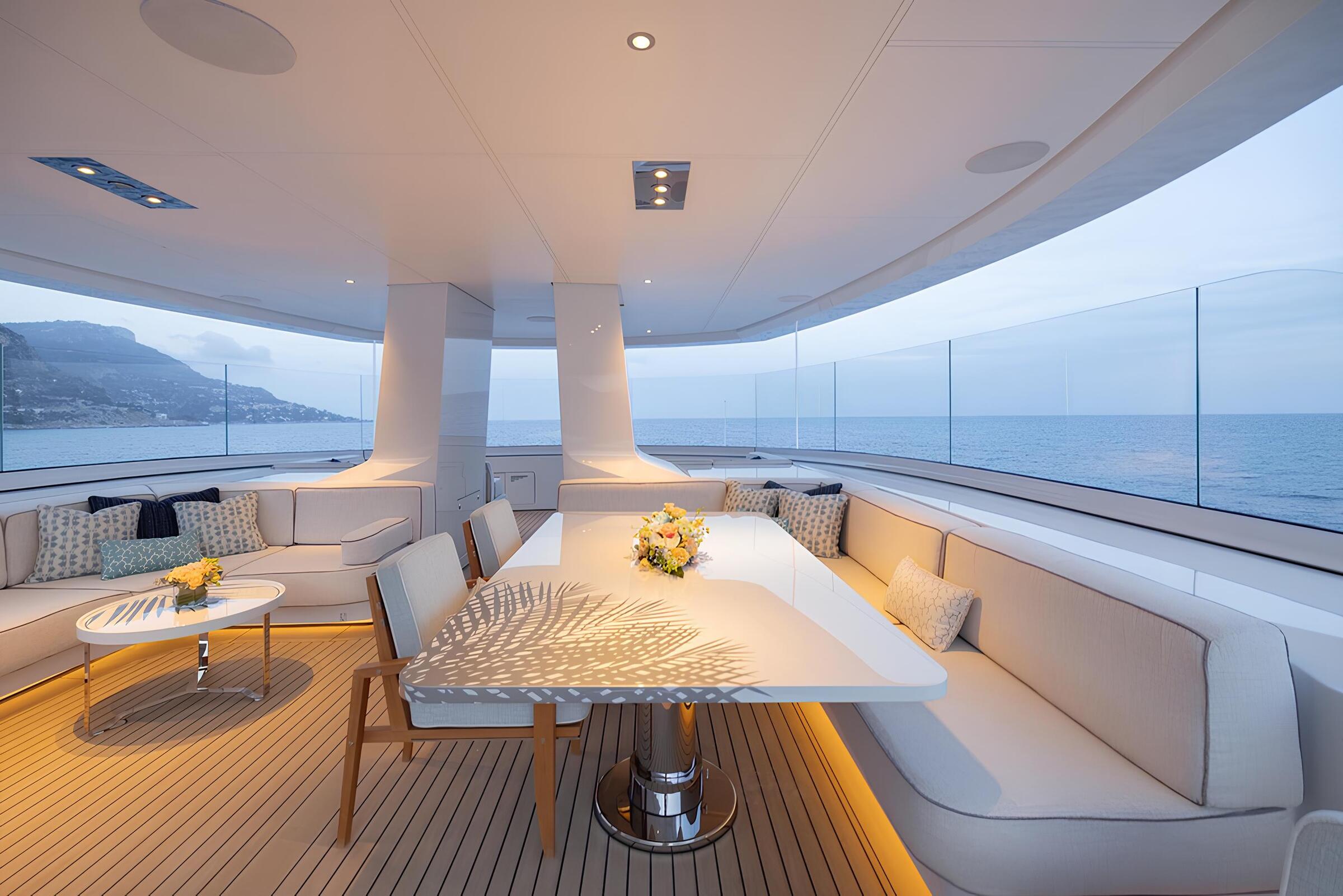 Обеденная зона на сандеке/Sundeck dining area