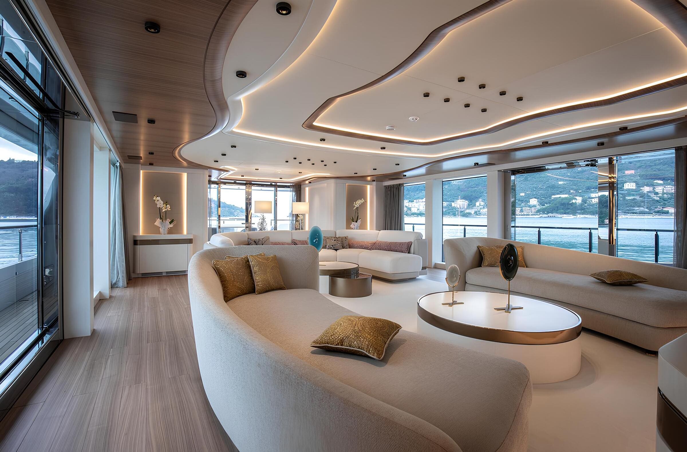 Зона отдыха в главном салоне/Main salon lounge area