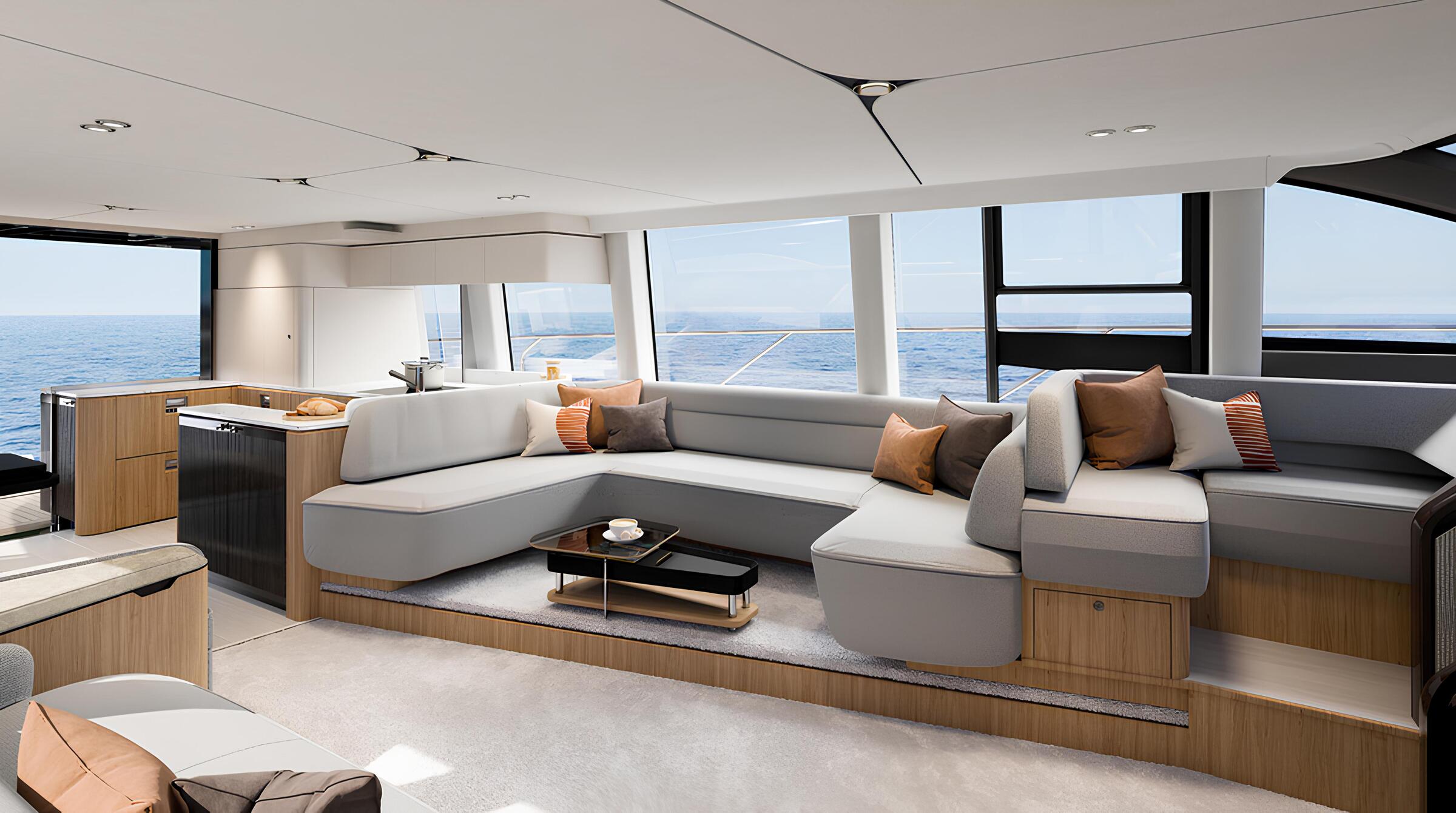 Зона отдыха в главном салоне/Main salon lounge area