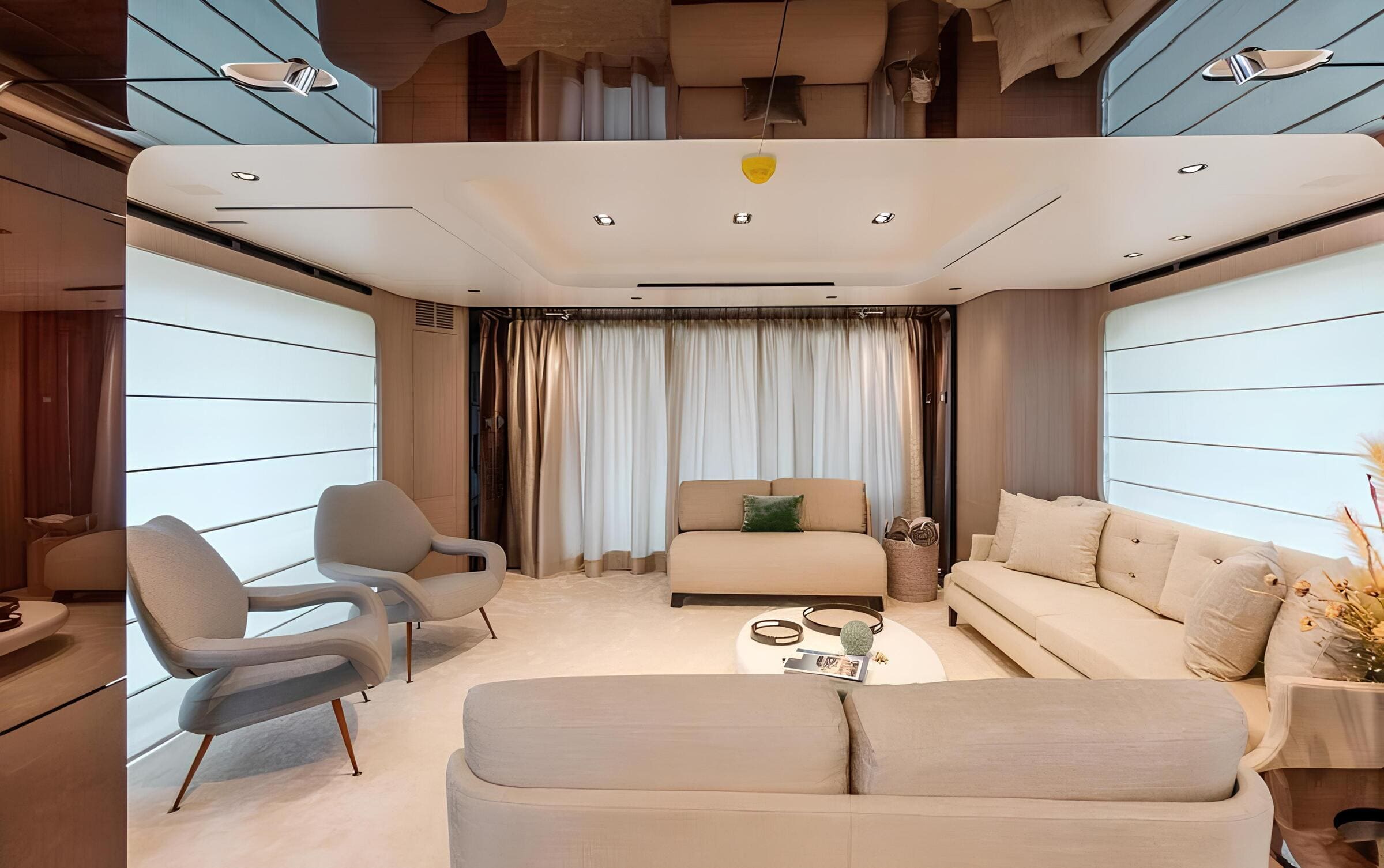 Зона отдыха в главном салоне/Main salon lounge area 