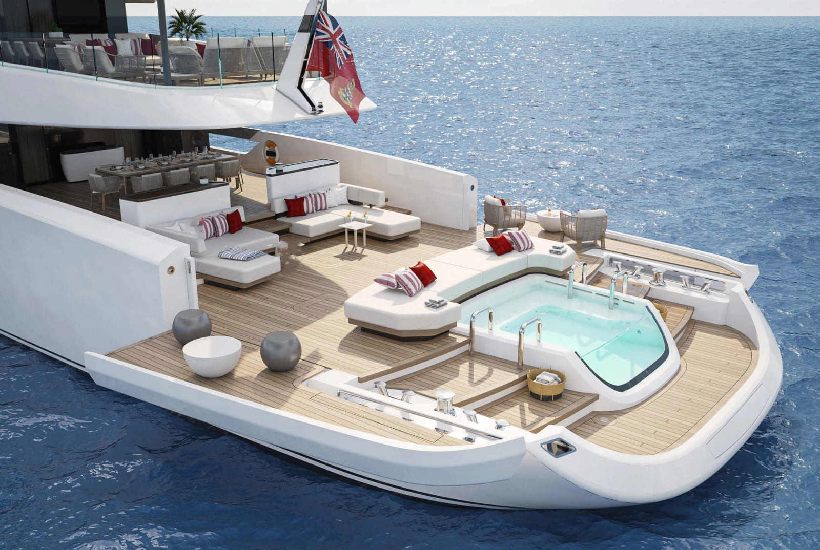 Зона отдыха на корме главной палубы/Aft main deck lounge area