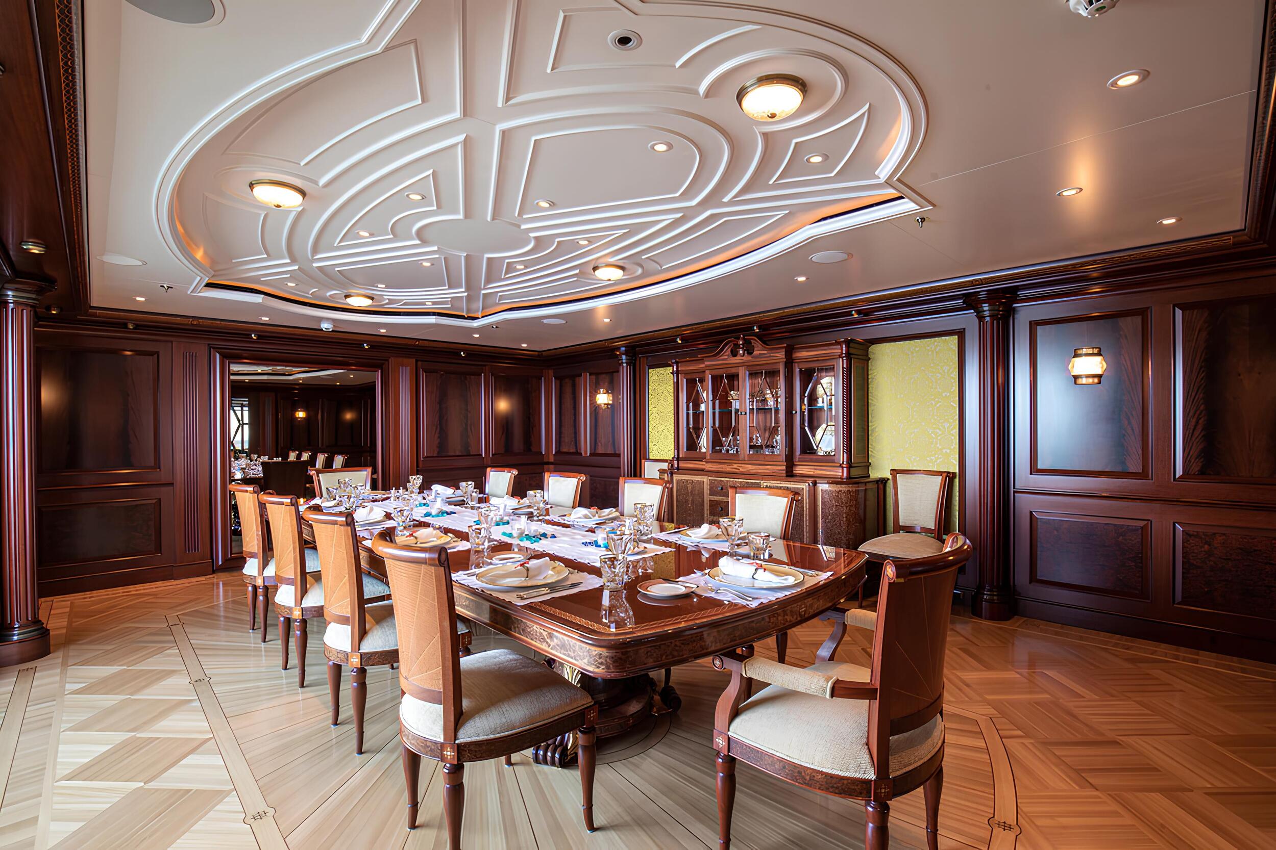 Обеденная зона в главном салоне/Main salon dining area