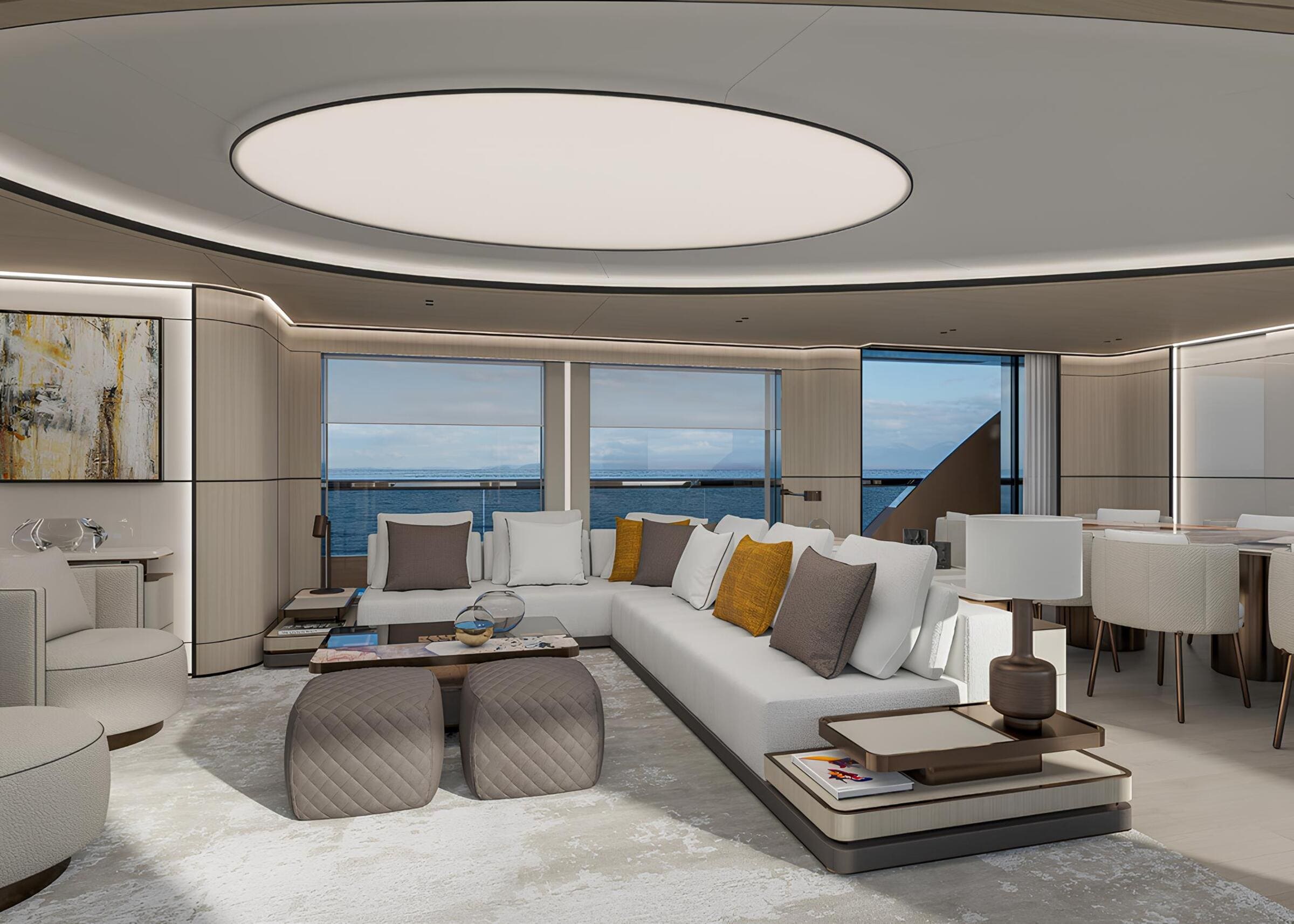 Зона отдыха в главном салоне/Main salon lounge area 
