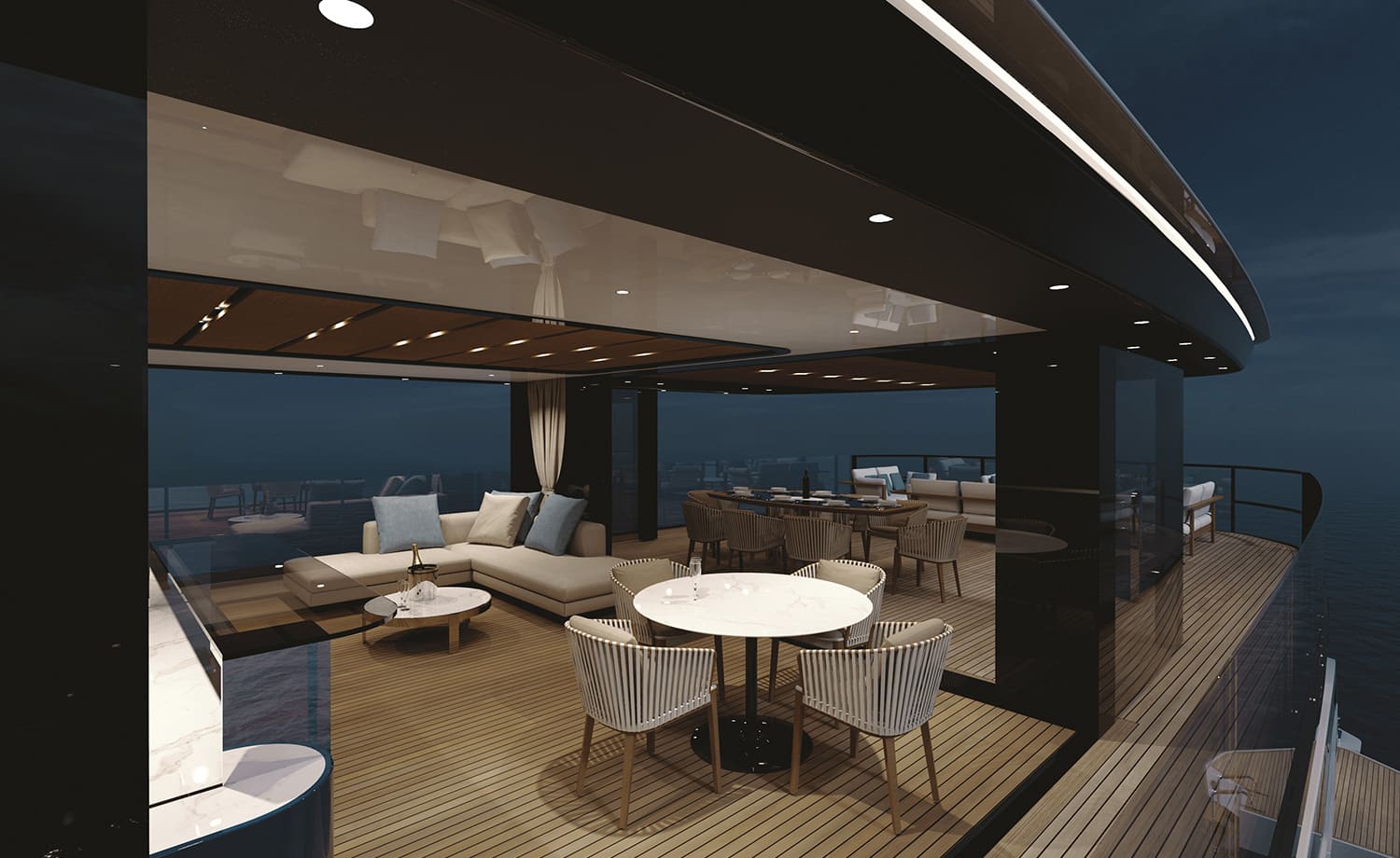 Лаунж зона на верхней палубе/Upper deck lounge area