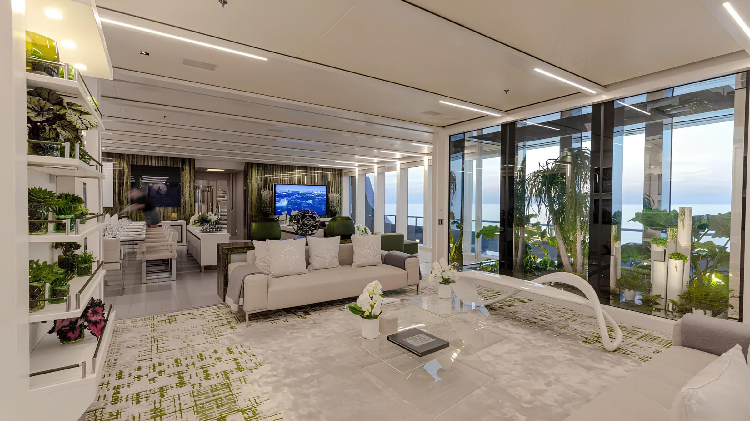 Зона отдыха в главном салоне/Main salon lounge area