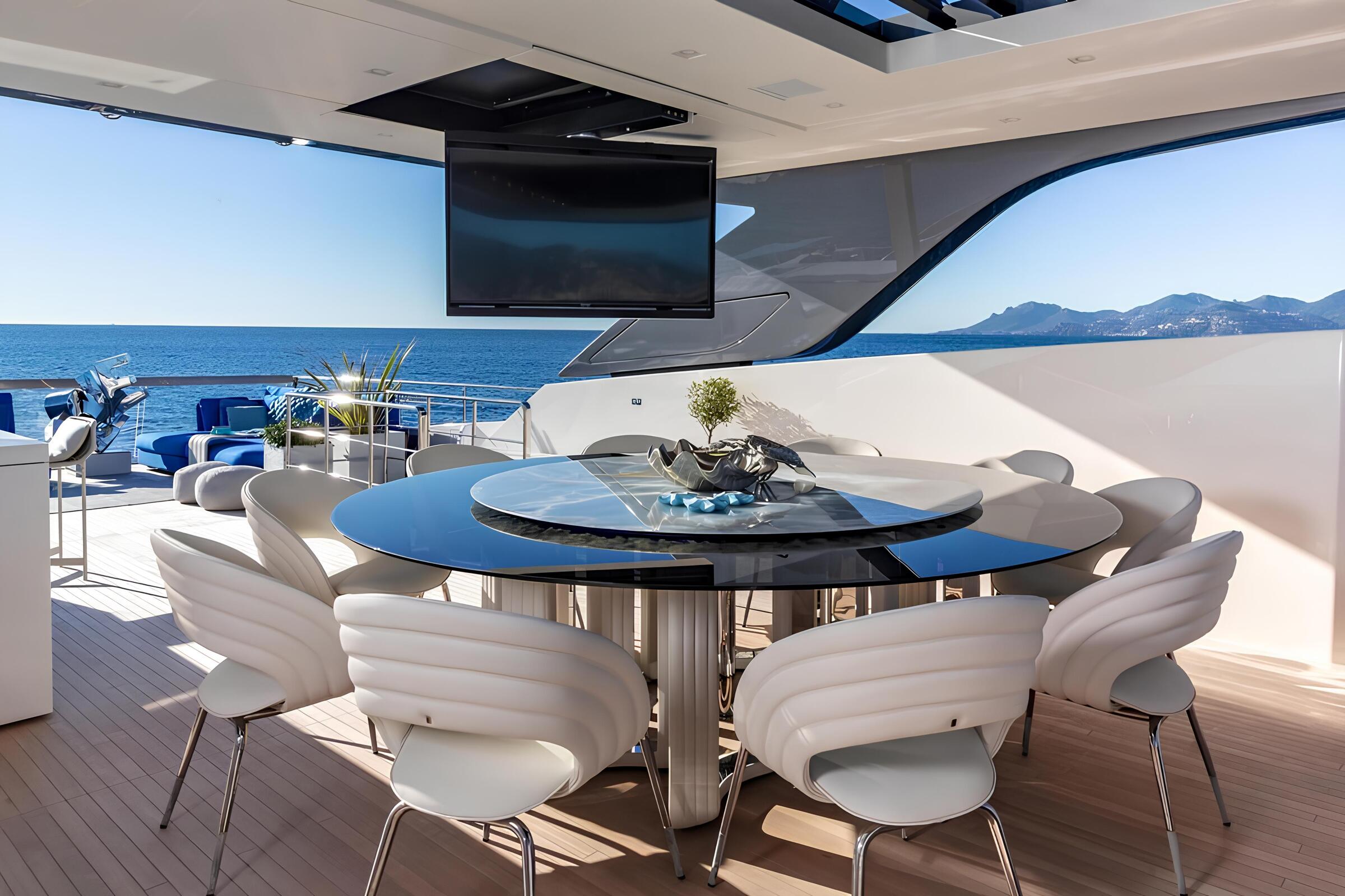 Обеденная зона на верхней палубе/Upper deck dining area