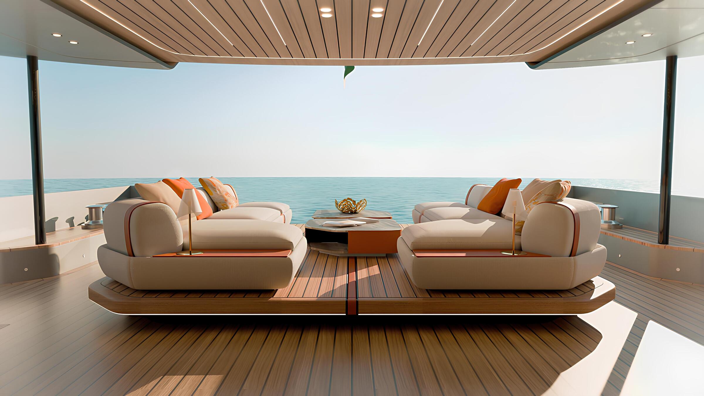 Зона отдыха на корме главной палубы/Aft main deck lounge area