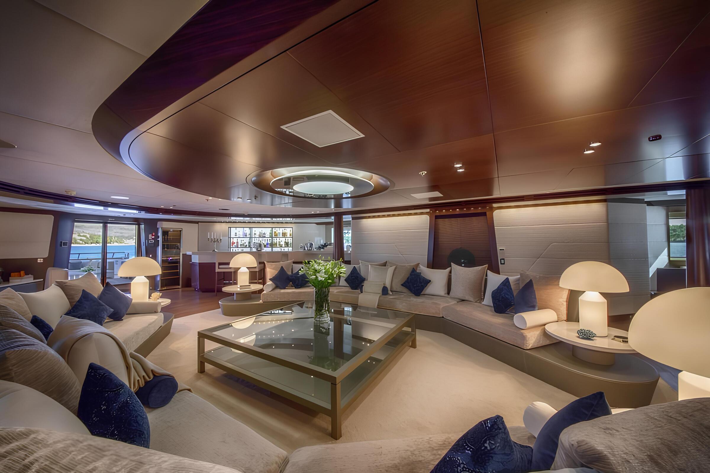 Зона отдыха в главном салоне/Main salon lounge area 