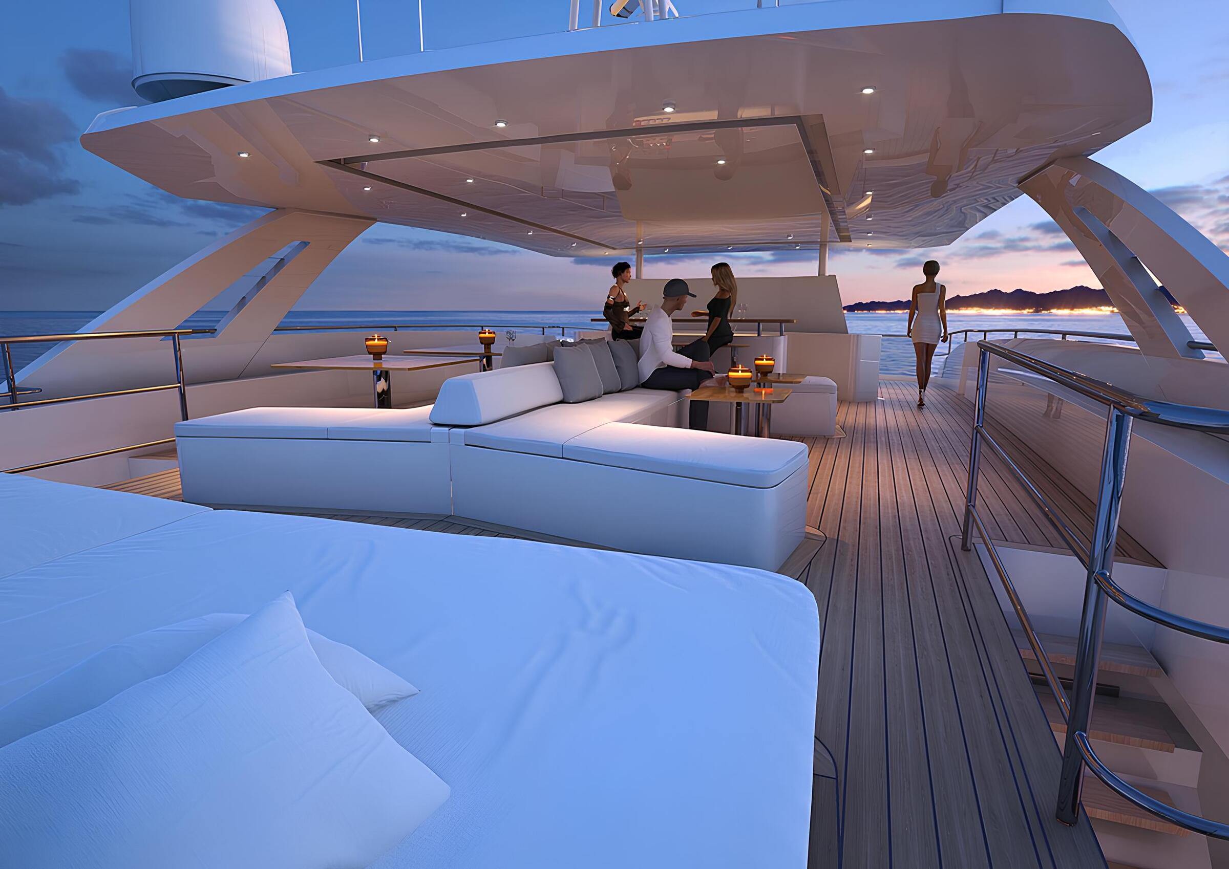 Зона отдыха на флайбридже/Flybridge lounge area