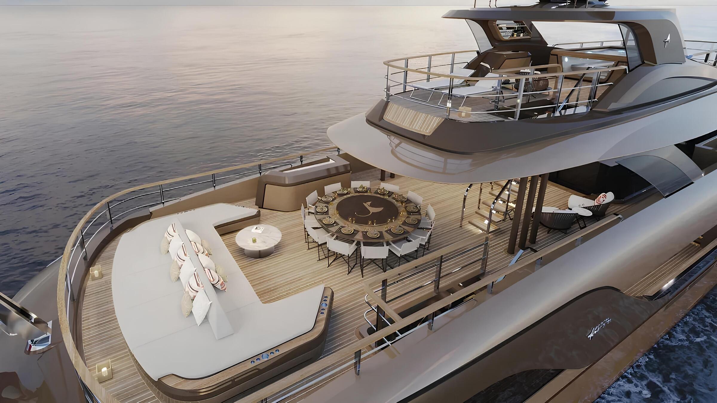 Зона отдыха на корме верхней палубы/Aft upper deck lounge area