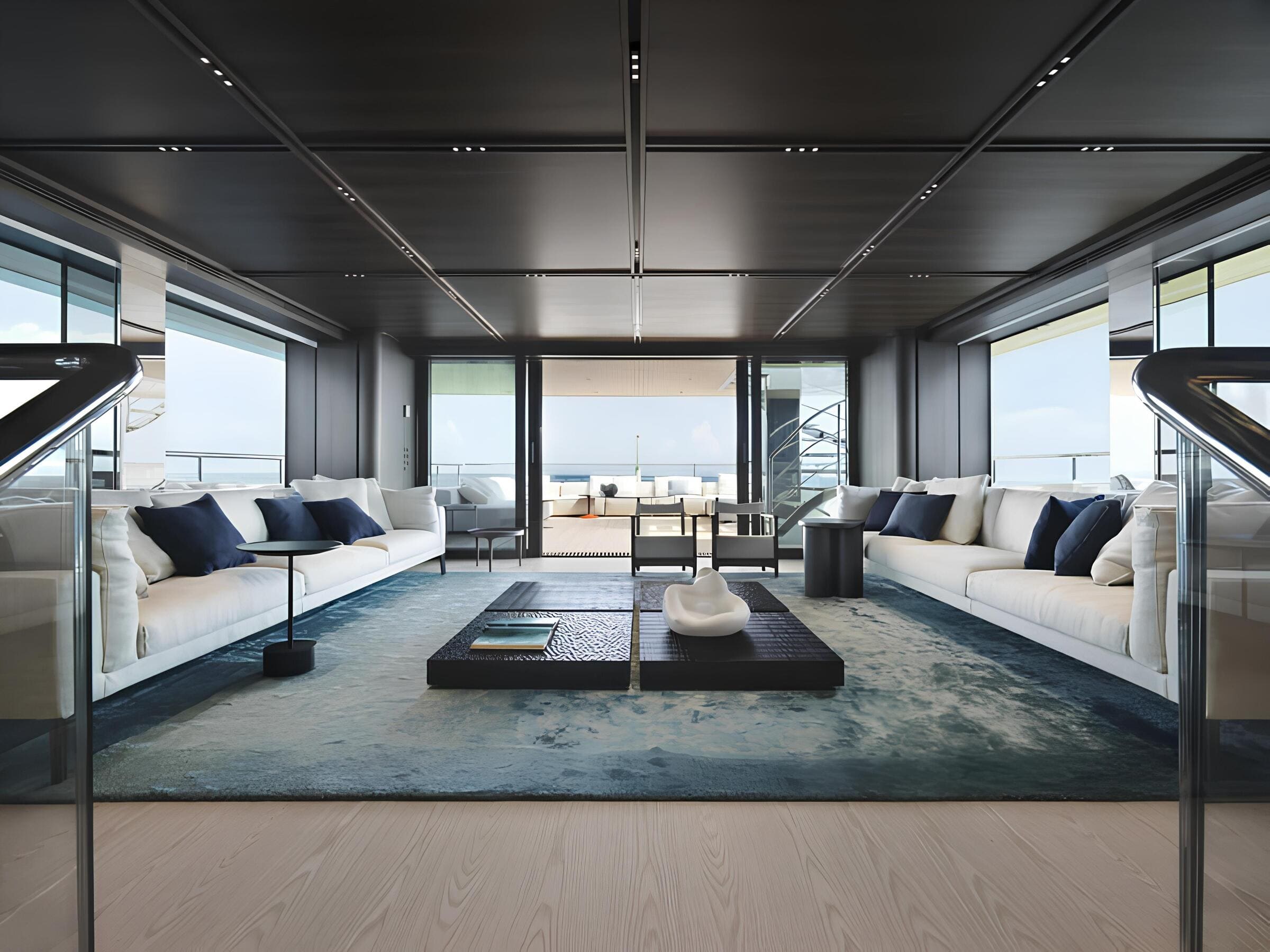 Зона отдыха в главном салоне/Main salon lounge area 