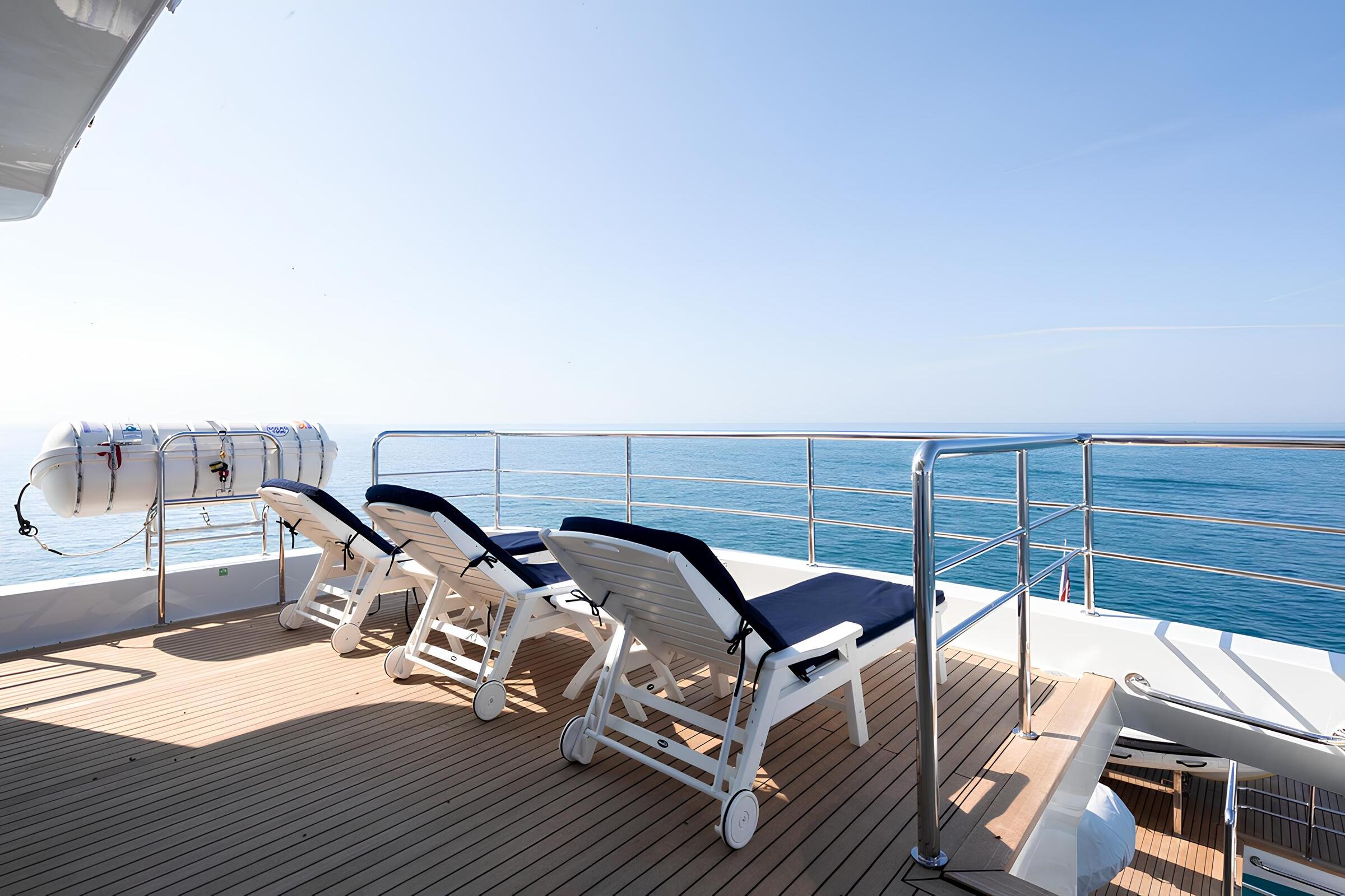 Зона для загорания в кормовой части сандека/Sundeck aft sunbathing area