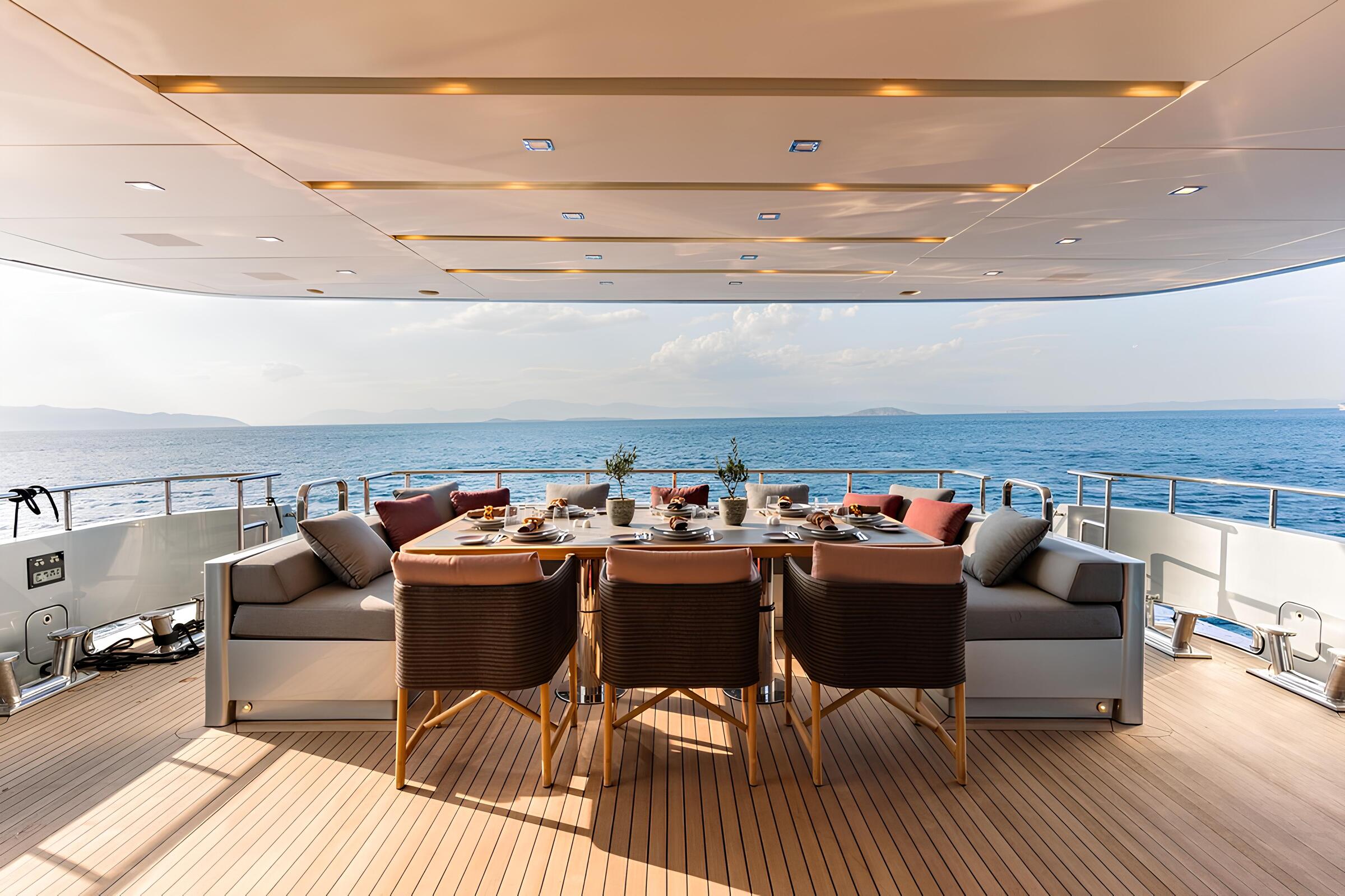 Обеденная зона на корме главной палубы/Aft main deck dining area