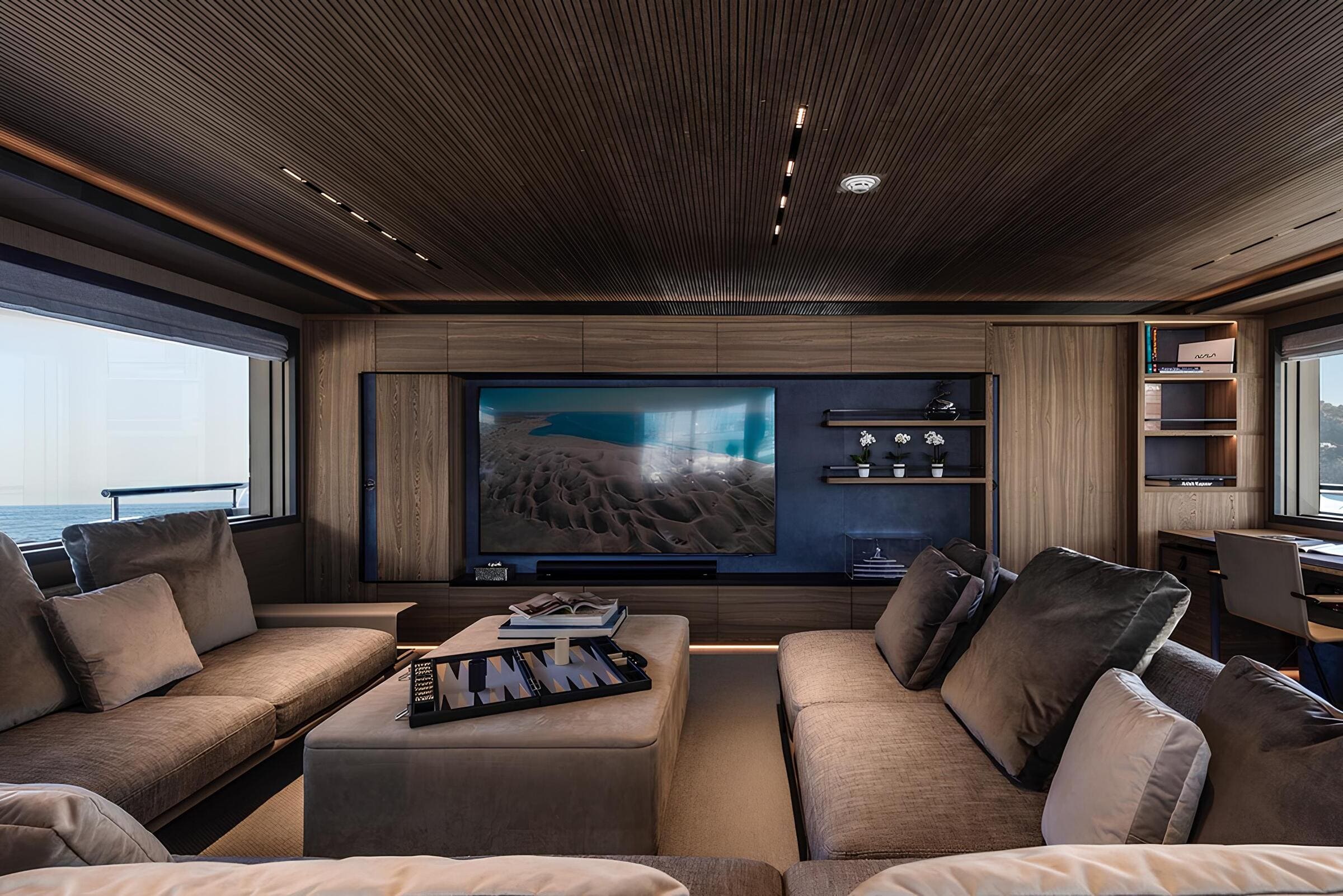 Зона отдыха в главном салоне/Main salon lounge area 