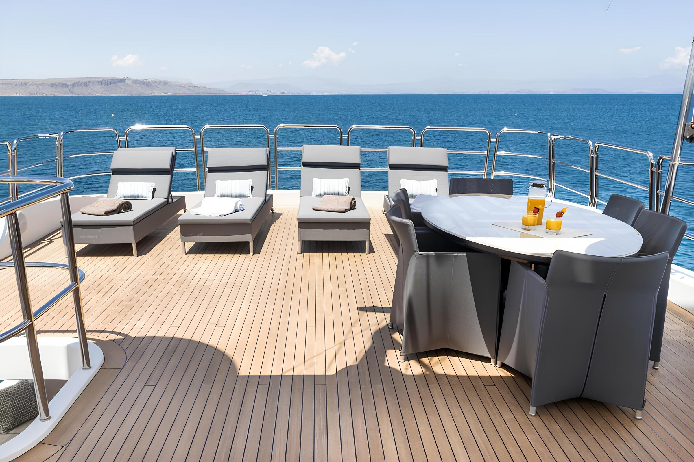 Зона для загорания в кормовой части сандека/Sundeck aft sunbathing area