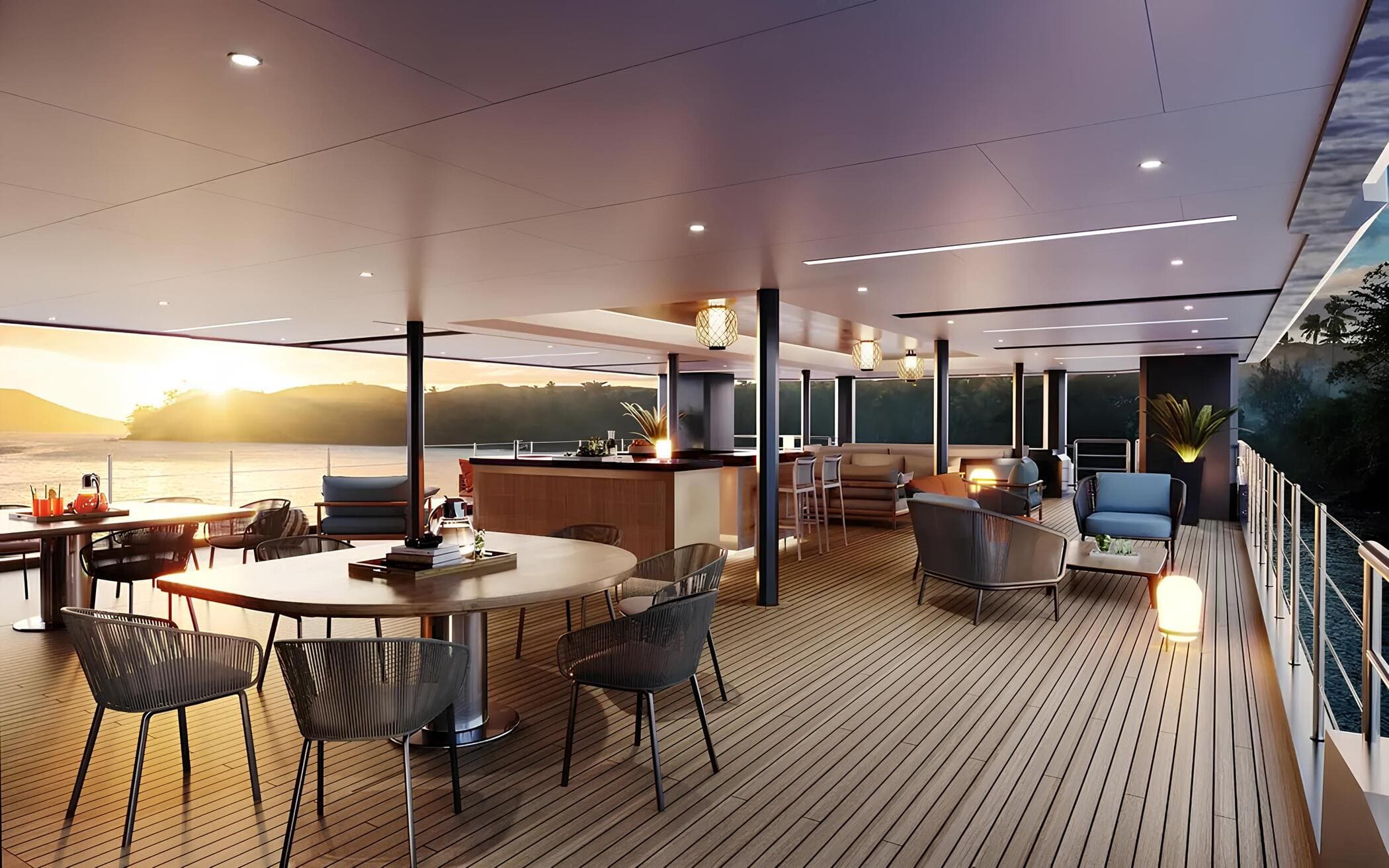 Зона отдыха на корме главной палубы/Aft main deck lounge area